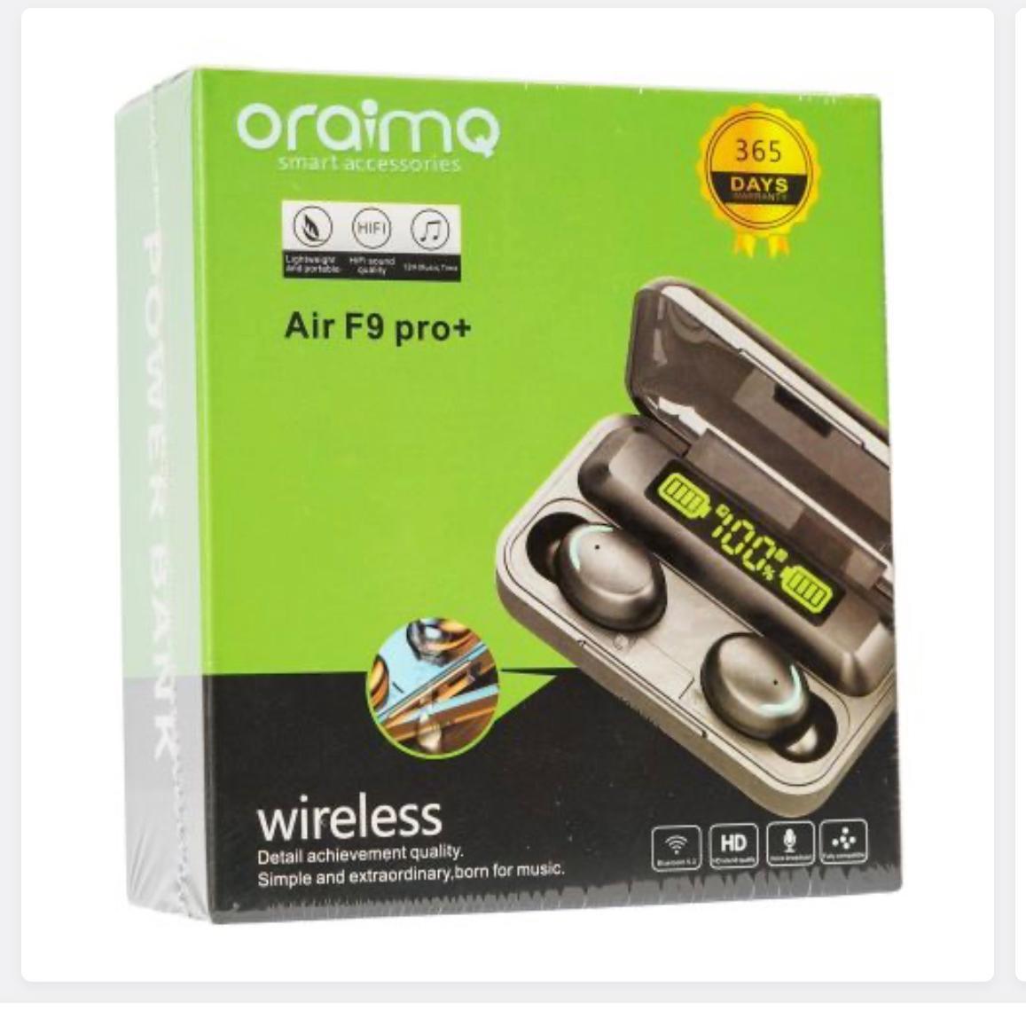 Air F9 Pro+ Wireless Earbuds – With Power Bank Charging Case