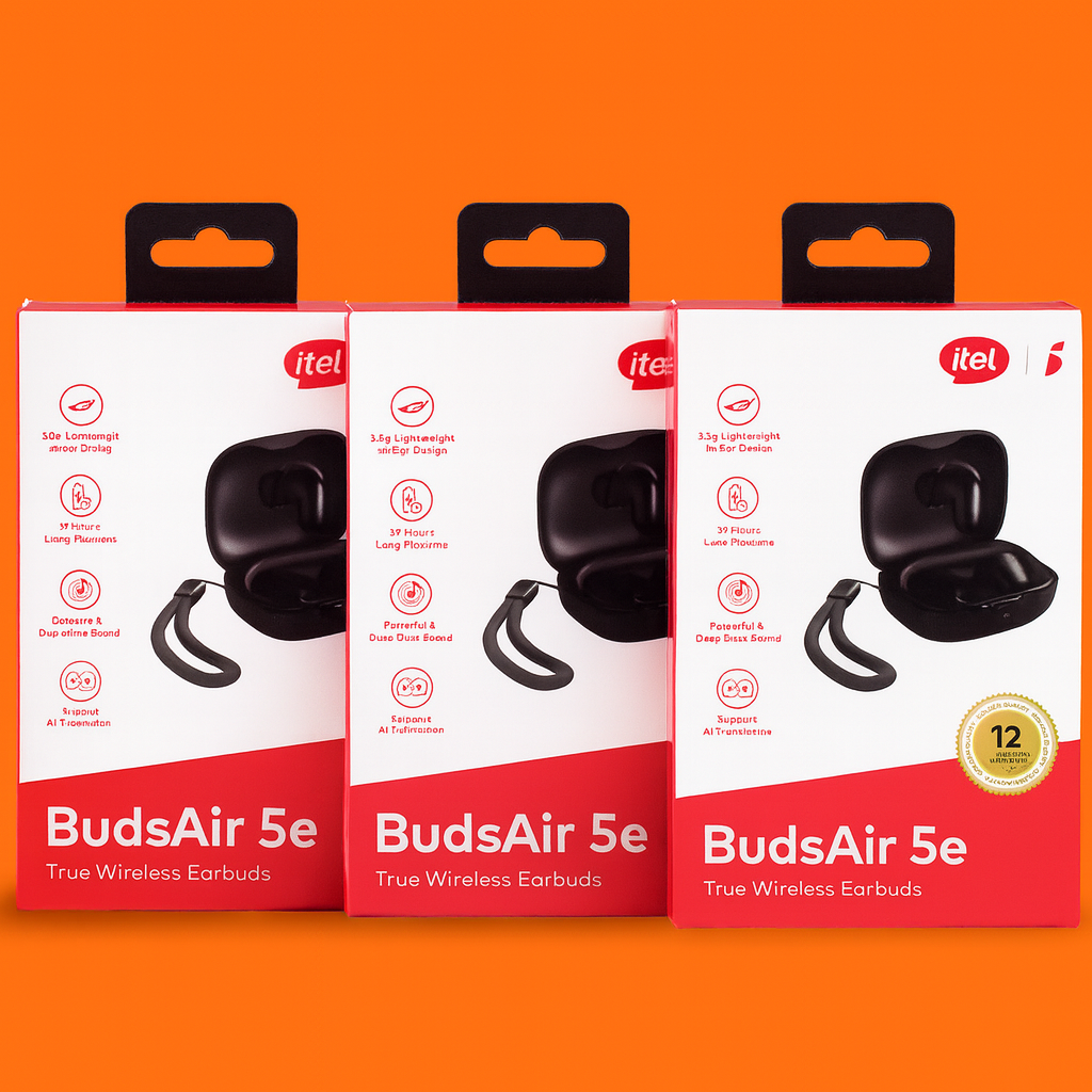 Itel BudsAir 5e True Wireless Earbuds - Black, 30H Playtime, Deep Bass