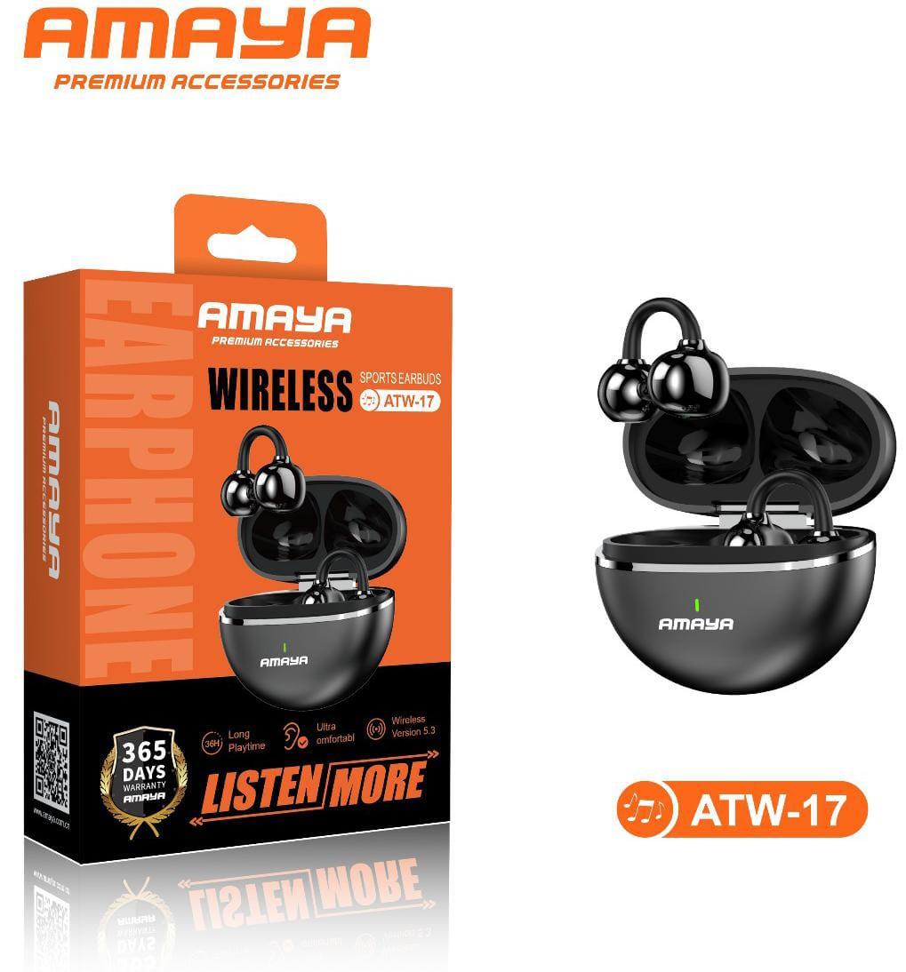 Amaya ATW-17 Wireless Sports Earbuds - Bluetooth 5.3, 36H Playtime, Black